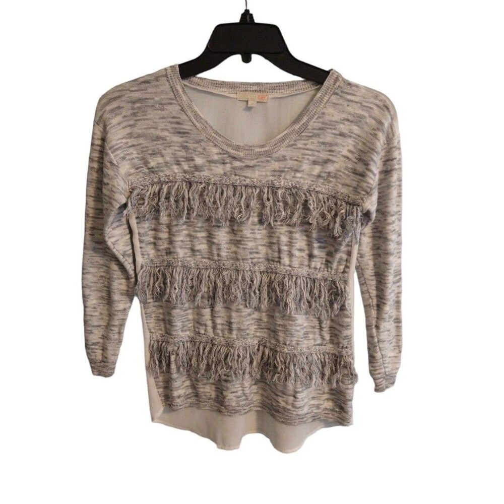 GB fringed top Sm Gray Hippie Cottage Core
